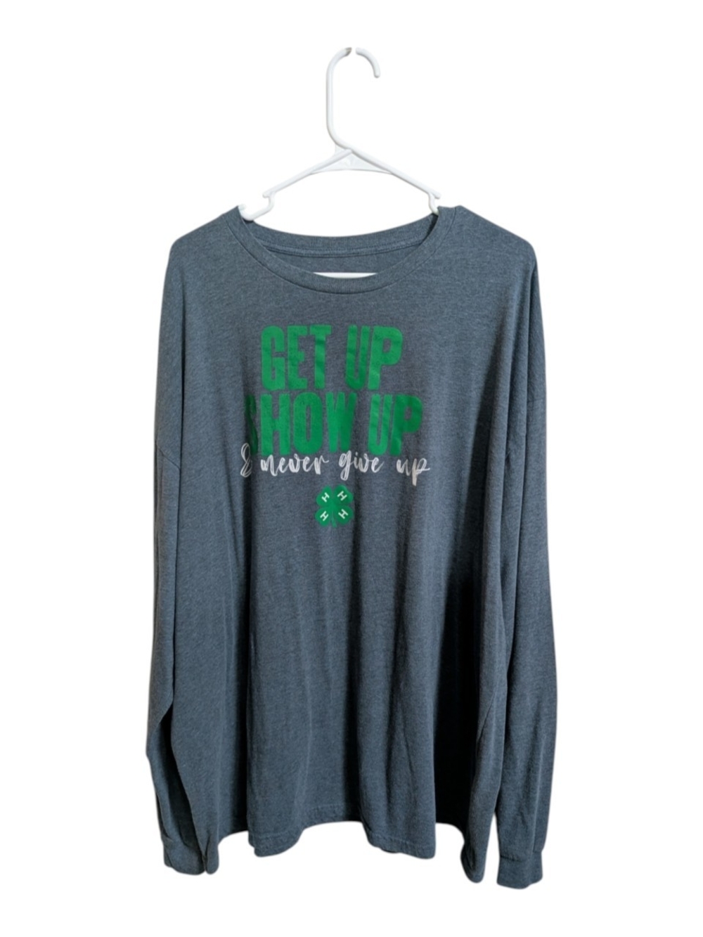 Adult Unisex 4H Long Sleeve Tee 2X Shirt Grayish Blue Graphic